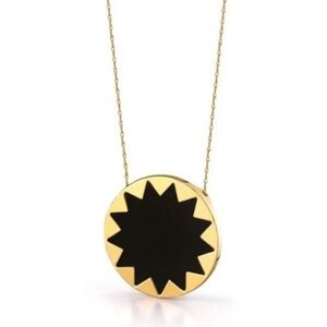House of Harlow 1960 Gold and Black Leather Starburst Necklace